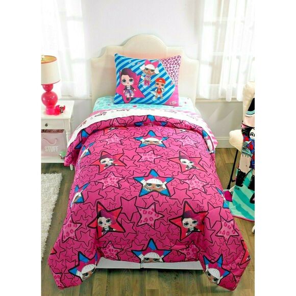 LOL Surprise Kids Bedding Reversible Comforter Sham Set Children Pink Blue Gift - Picture 1 of 3
